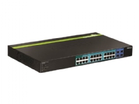 TRENDnet TPE TPE-2840WS 28-Port Gigabit Web Smart PoE+ Switch - Switch - Styrt - 4 x 10/100/1000 (PoE+) + 20 x 10/100/1000 (PoE) + 4 x SFP - stasjonær, rackmonterbar - PoE+ (185 W)