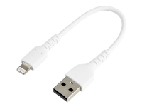 StarTech.com 15cm(6 in) Durable White USB-A to Lightning Cable, Heavy Duty Rugged Aramid Fiber USB Type A to Lightning Charger/Sync Power Cord, Apple MFi Certified iPad/iPhone 12 Pro Max - iPhone 7/8/11/11 Pro (RUSBLTMM15CMW) - Lightning-kabel - USB