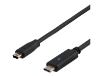 DELTACO - USB-kabel - USB-C (hann) til mini-USB type B (hann) - USB 2.0 - 2 m - reversibel C-kontakt - hvit