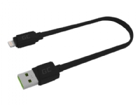 Green Cell GCmatte - Lightning-kabel - USB hann til Lightning hann - 25 cm - svart - flat - for Apple iPad/iPhone/iPod (Lightning)