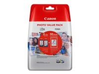 Canon PG-545 XL/CL-546XL Photo Value Pack - 2-pack - Høy ytelse - svart, farge (cyan, magenta, gul) - original - 100 x 150 mm 50 ark blister - blekkpatron/papirsett - for PIXMA TR4551, TR4650, TR4651, TS3350, TS3351, TS3352, TS3355, TS3450, TS3451, T