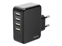 Hama - Strømadapter - 24 watt - 4.8 A - 4 utgangskontakter (USB) - svart