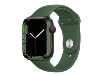 Apple Watch Series 7 (GPS + Cellular) - 45 mm - grønn aluminium - smartklokke med sportsbånd - fluorelastomer - kløver - båndbredde: Regular - 32 GB - Wi-Fi, Bluetooth - 4G - 38.8 g