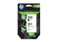 Blækpatron hp 350 sd412ee, 200 sider sort + 170 trefarvet, pakke a 2 stk.