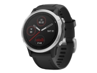 Garmin fenix 6S - Sølvfarget - sportsur med bånd - silikon - svart - display 1.2 - Bluetooth, ANT+ - 41 g