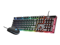 Trust GXT 838 Azor Gaming Combo - Tastatur- og mussett - bakgrunnsbelyst - USB - Nordisk