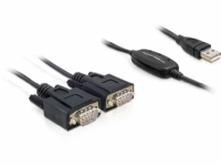 Delock Adapter USB 2.0 > 2 x Seriell - USB / seriell-kabel - USB (hann) til DB-9 (hann) - 1.4 m - tommelskruer
