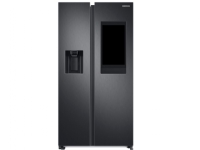 Samsung Family Hub RS6HA8891B1 - Kjøleskap/fryser - side-ved-side med vannautomat, isdispenser - Wi-Fi - bredde: 91.2 cm - dybde: 71.6 cm - høyde: 178 cm - 614 liter - Klasse E - premium black steel/black