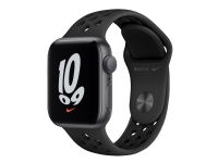 Apple Watch Nike SE (GPS) - 40 mm - space gray aluminum - smartklokke med Nike-sportsmerke - fluorelastomer - antrasitt/svart - båndbredde: S/M/L - 32 GB - Wi-Fi, Bluetooth - 30.49 g