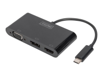 DIGITUS - Ekstern videoadapter - USB-C - HDMI, DisplayPort, VGA - hvit