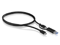 ICY BOX IB-CB031 - USB-kabel - USB-type A, USB-C til USB-C (hann) - USB 3.2 Gen 1 - 1 m - Power Delivery-støtte - svart