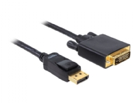 Delock - DVI-kabel - DisplayPort (hann) til DVI-D (hann) - 2 m - tommelskruer