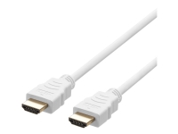 DELTACO HU-30A-K - Ultra High Speed - HDMI-kabel - HDMI hann til HDMI hann - 3 m - hvit - 4K 120 Hz støtte, 8K 60Hz støtte
