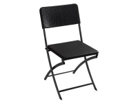 Perel FP165R, Spisetid, Flettet tre, Hard Stol, Hård ryggstø, High-density polyethylene (HDPE), Stål, Svart