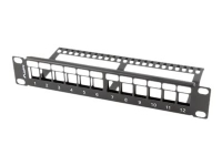 Lanberg PPKS-9112-B - Pluggbord (blankt) - rackmonterbar - svart - 1U - 10 - 12 porter