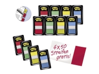 Post-it Index 680-P12 - Indeksflagg med dispenser - 25.4 x 43.2 mm - 600 ark (12 x 50) - gul, blå, grønn, rød