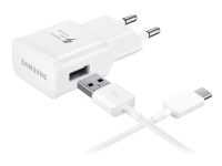 Samsung Travel Adapter EP-TA20 - Strømadapter (USB) - på kabel: USB-C - hvit - for Galaxy A3 (2017), A5 (2017), A7 (2017), Note7, S8
