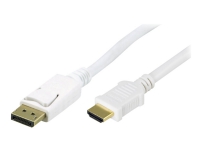 DELTACO - Adapterkabel - DisplayPort hann til HDMI hann - 1 m - hvit