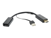 Cablexpert - Video adapter - DisplayPort hunn til HDMI, USB (kun strøm) hann - 15 cm - svart - 4K-støtte, aktiv