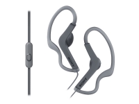 Sony MDR-AS210AP - Sport - ørepropper med mikrofon - ørepropp - over-øret-montering - kablet - 3,5 mm jakk - svart