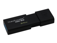 Kingston DataTraveler 100 G3 - USB-flashstasjon - 64 GB - USB 3.0 - svart (en pakke 2)
