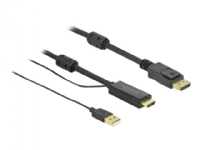 Delock - Video/lydkabel - HDMI, USB (kun strøm) hann til DisplayPort hann - 1 m - trippel beskyttelse - svart - 4K-støtte