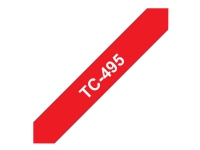 Brother TC495 - 9 mm x 7.7 m - hvitt på rødt - laminert teip - for P-Touch PT-2000, PT-3000, PT-500, PT-5000, PT-8E