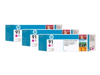 HP 91 - 3-pack - 775 ml - magenta - original - blekkpatron - for DesignJet Z6100, Z6100ps