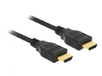 Delock - HDMI-kabel med Ethernet - HDMI hann til HDMI hann - 2 m - tredobbeltskjermet snodd ledningspar - svart - 4K-støtte