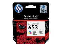 HP 653 - Farge (cyan, magenta, gul) - original - Ink Advantage - blekkpatron - for Deskjet 2776, Ink Advantage 2374 DeskJet Plus Ink Advantage 6075, Ink Advantage 64XX