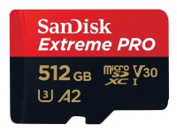 SanDisk Extreme Pro - Flashminnekort - 512 GB - A2 / Video Class V30 / UHS-I U3 / Class10 - microSDXC UHS-I