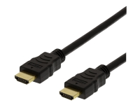 DELTACO HDMI-1010D-FLEX - High Speed - HDMI-kabel med Ethernet - HDMI hann til HDMI hann - 1 m - 4K-støtte