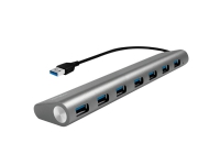 LogiLink UA0308, USB 3.2 Gen 1 (3.1 Gen 1) Type-A, USB 3.2 Gen 1 (3.1 Gen 1) Type-A, 5000 Mbit/s, Grå, Aluminium, CE, RoHS