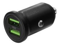 DELTACO USB-CAR128 - Bilstrømadapter - 36 watt - 3 A - 2 utgangskontakter (USB) - svart