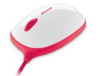 Microsoft Express Mouse - Mus - høyre- og venstrehåndet - optisk - 3 knapper - kablet - USB - hvit, rød