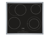 Bosch Serie | 6 PKN645FP1E - Keramisk komfyrtopp - 4 plater - Nisje - bredde: 56 cm - dybde: 49 cm - svart / rustfritt stål - med pynt av rustfritt stål - svart/rustfritt stål