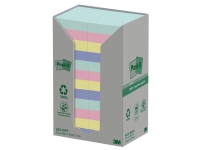 Sticky notes post-it® recycling, 38 x 51 mm, assorterede farver, pakke a 24 stk