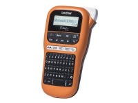 Brother P-Touch PT-E110 - Etikettmaker - S/H - termotransfer - Rull (1,2 cm) - 180 dpi - inntil 20 mm/sek - kutter - 2-linjers utskrift - svart, oransje