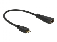Delock - HDMI-kabel med Ethernet - mini-HDMI hann til HDMI hunn - 23 cm - svart