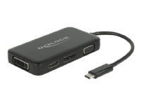 Delock - Ekstern videoadapter - USB-C - DVI, HDMI, DisplayPort, VGA - svart