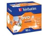 Verbatim - 10 x DVD-R - 4.7 GB 16x - bred fotoskrivbar overflate - CD-eske