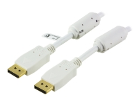 DELTACO - DisplayPort-kabel - DisplayPort (hann) til DisplayPort (hann) - 1 m - hvit