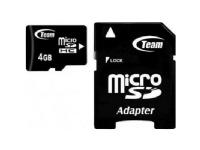 Team - Flashminnekort (microSDHC til SD-adapter inkludert) - 4 GB - Class 10 - microSDHC - svart