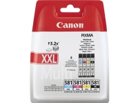 Canon CLI-581XXL C/M/Y/BK Multi Pack - 4-pack - 11.7 ml - Very High Yield - svart, gul, cyan, magenta - original - blekkbeholder - for PIXMA TS6251, TS6350, TS6351, TS705, TS8252, TS8350, TS8351, TS8352, TS9550, TS9551