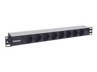 Intellinet 19 1.5U Rackmount 8-Way Power Strip - German Type, With LED Indicator Only, No Surge Protection, 1.6m Power Cord - Flerkoplingslist (kan monteres i rack) - AC 250 V - inngang: CEE 7/4 - utgangskontakter: 8 (CEE 7/3) - 1.5U - 19 - 1.6 m