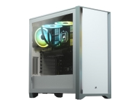 CORSAIR 4000D - Tower - ATX - sidepanel med vindu (herdet glass) - ingen strømforsyning (ATX) - hvit - USB/lyd