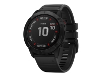 Garmin fenix 6X Pro - Svart - sportsur med bånd - silikon - svart - display 1.4 - 32 GB - Bluetooth, Wi-Fi, ANT+ - 66 g